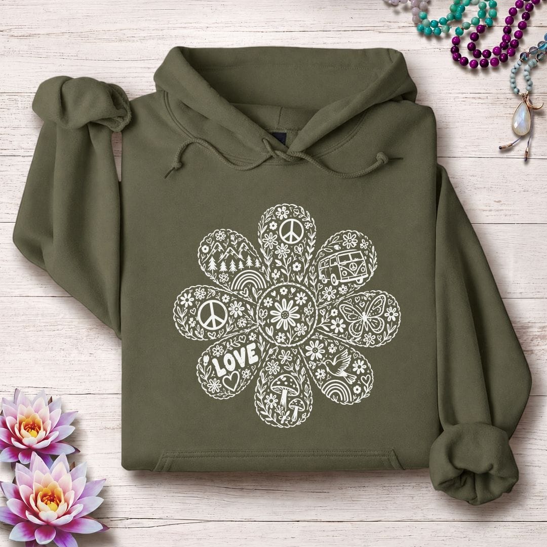 Doodle Daisy Hoodie Military Green