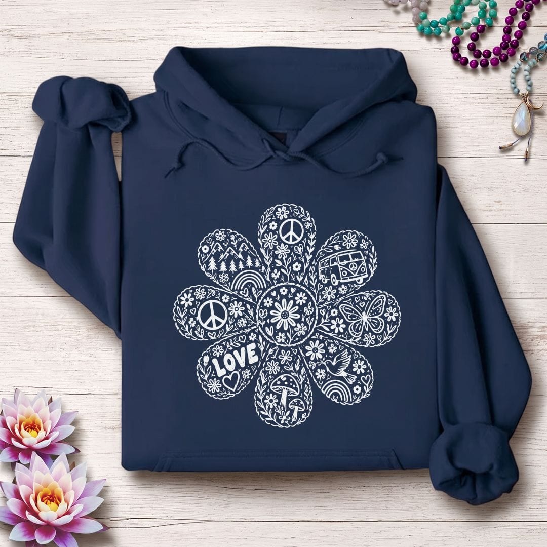 Doodle Daisy Hoodie Navy
