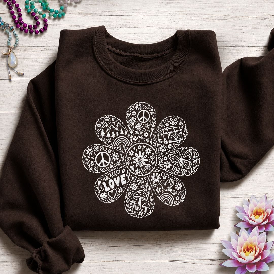 Doodle Daisy Sweatshirt Dark Chocolate