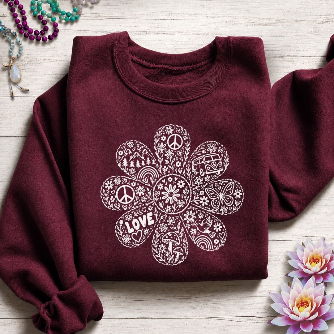 Doodle Daisy Sweatshirt Maroon