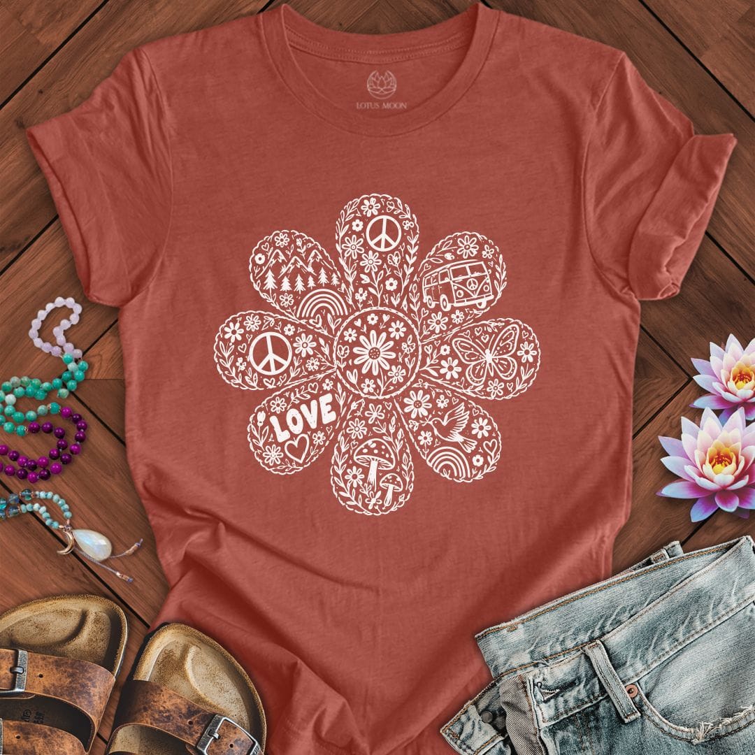 Printify T-Shirt Doodle Daisy Tee Heather Clay / S