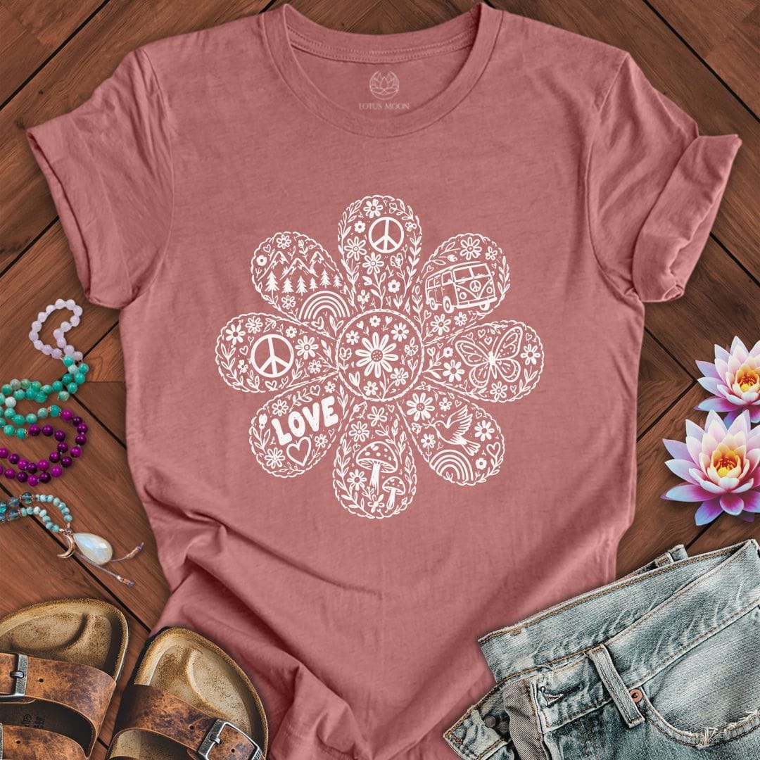 Printify T-Shirt Doodle Daisy Tee Heather Mauve / S