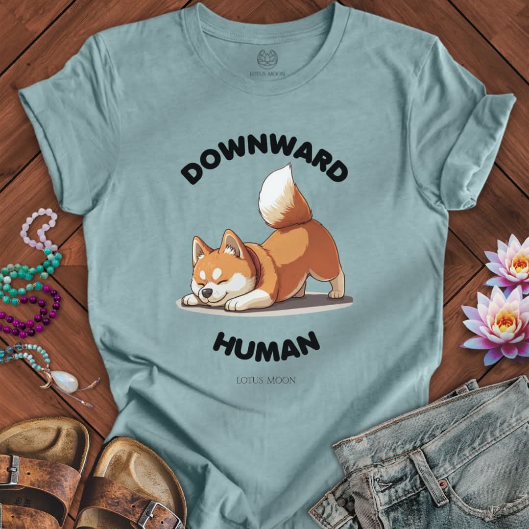 Downward Human Tee Heather Blue Lagoon