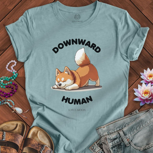 Downward Human Tee Heather Blue Lagoon