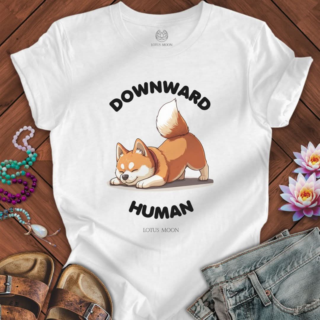 Downward Human Tee Solid White Blend