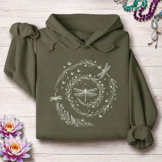 Dragonfly Spiral Hoodie Military Green