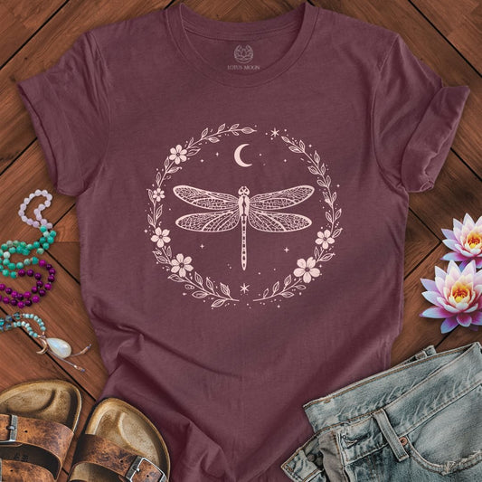 Dragonfly Wreath Tee Heather Maroon