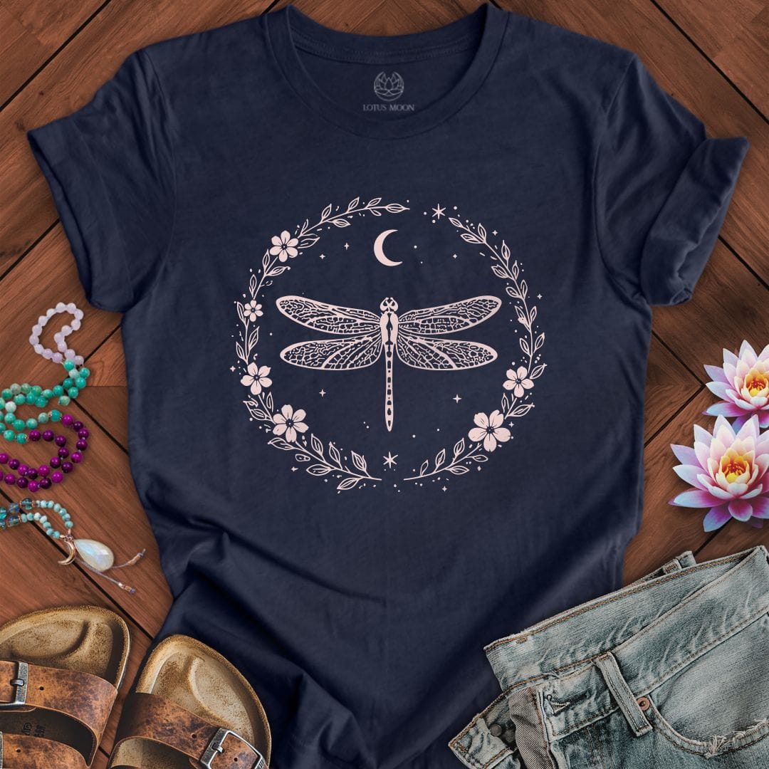 Dragonfly Wreath Tee Heather Midnight Navy