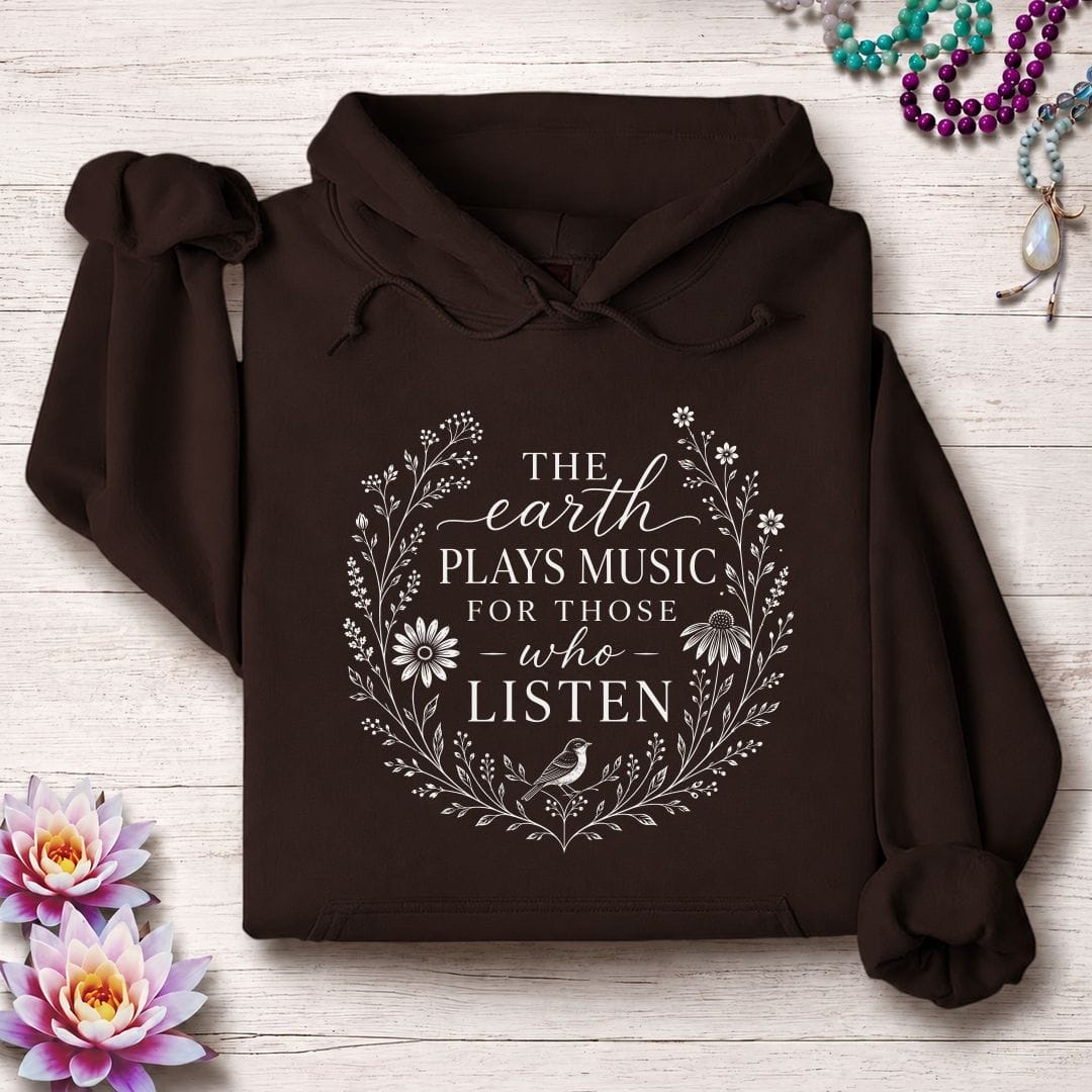 Printify Hoodie Earth Plays Music Hoodie Dark Chocolate / S