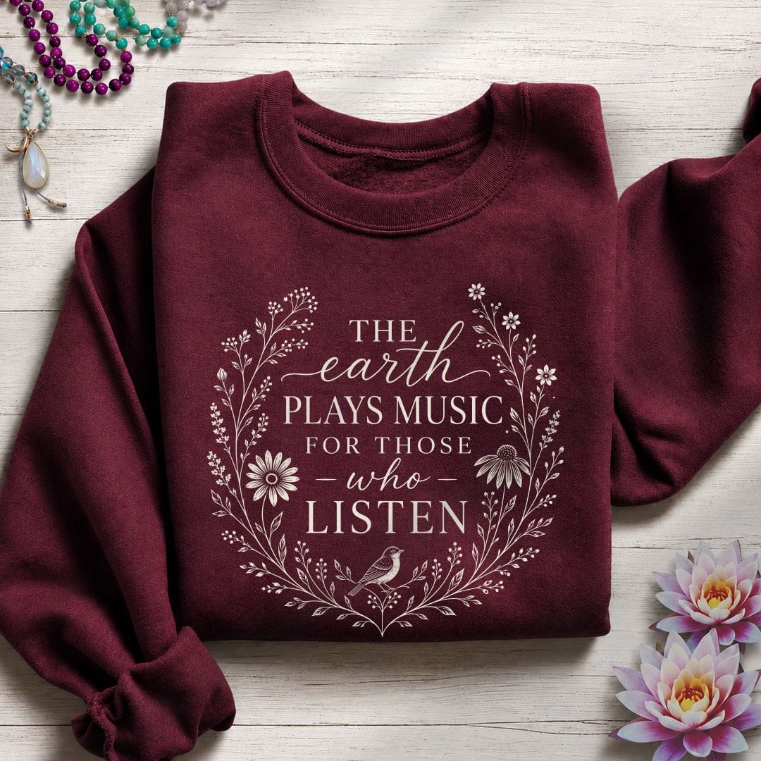Earth Plays Music Sweatshirt Maroon