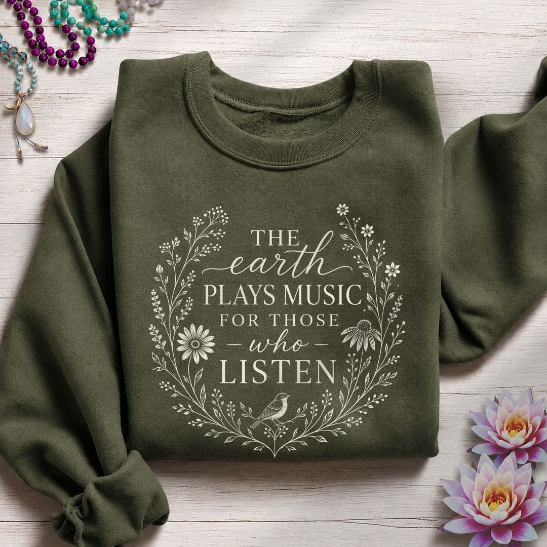 Earth Plays Music Sweatshirt Military Green