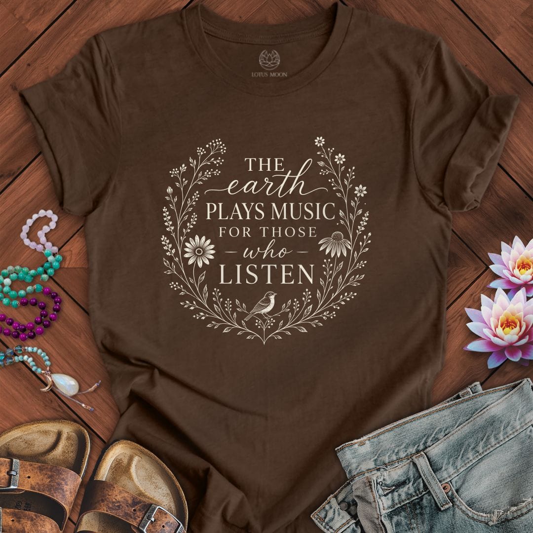 Earth Plays Music Tee Heather Brown