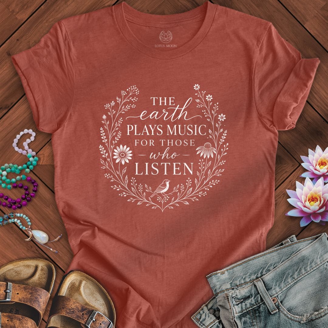Earth Plays Music Tee Heather Clay