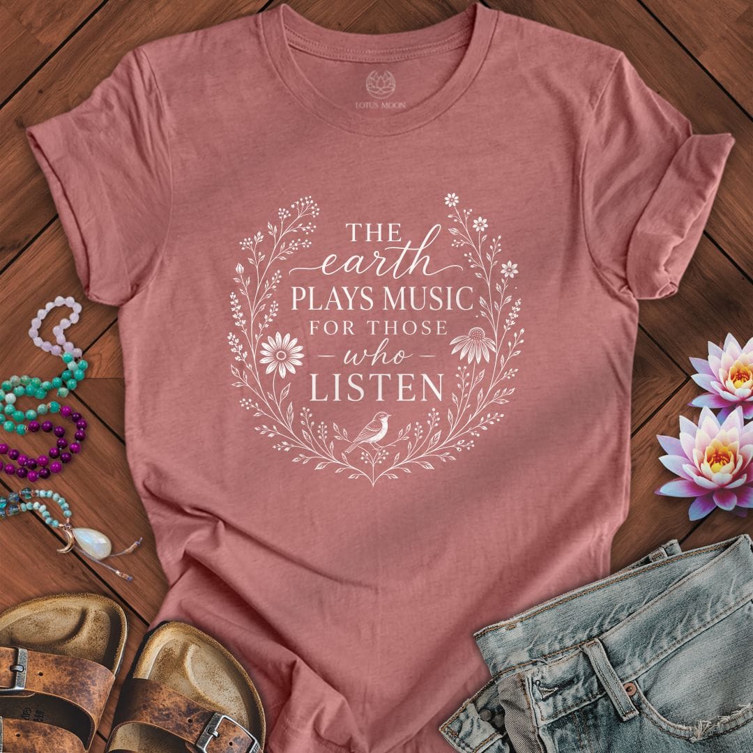Earth Plays Music Tee Heather Mauve