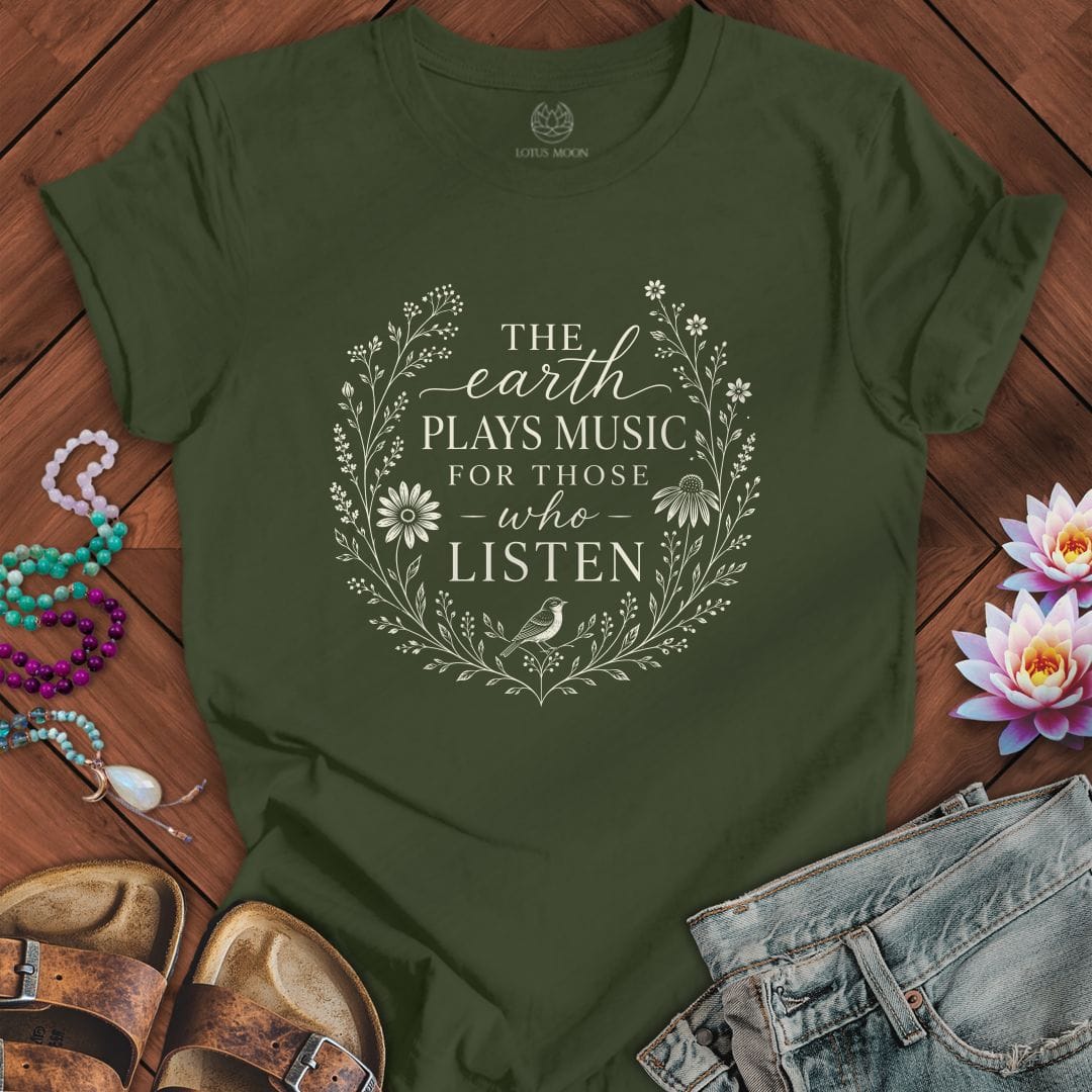 Earth Plays Music Tee Military Green