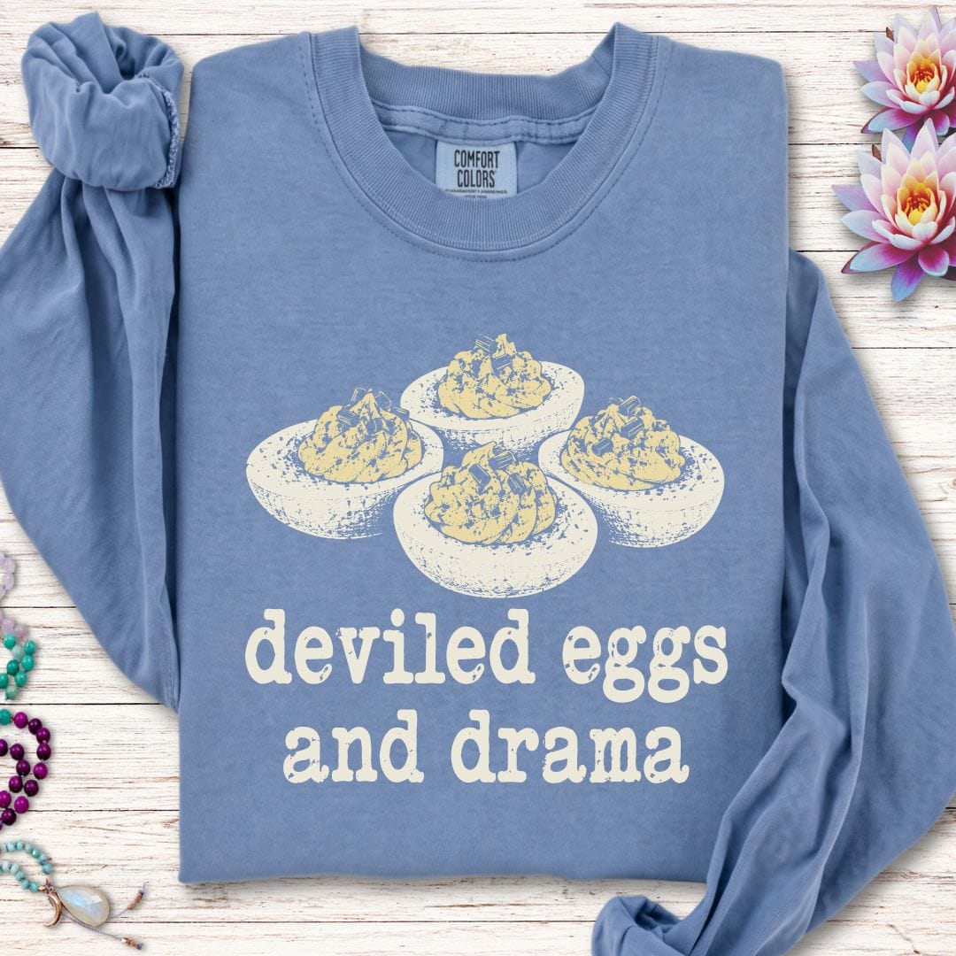 Eggs And Drama Long Sleeve Tee Blue Jean