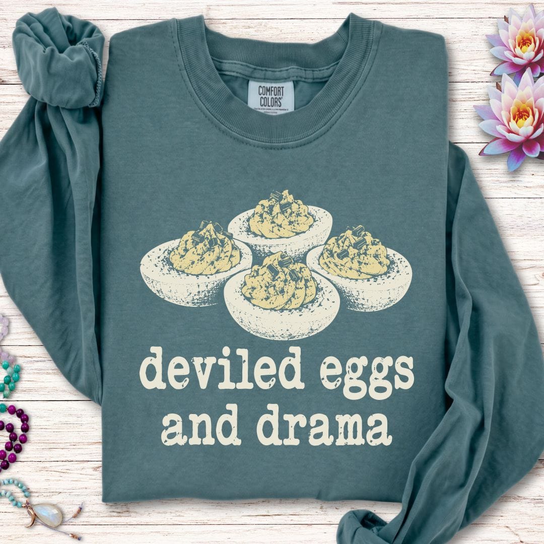 Eggs And Drama Long Sleeve Tee Blue Spruce