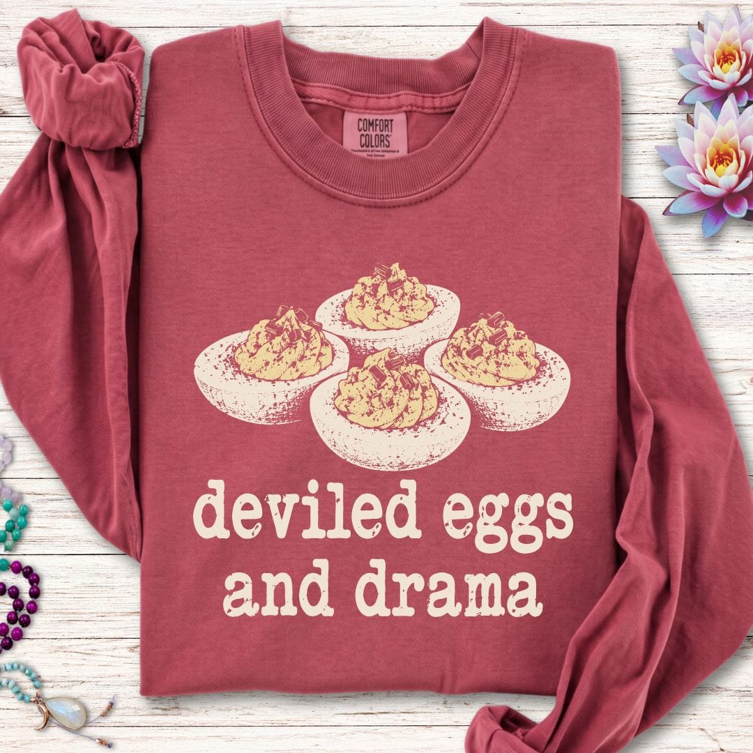 Eggs And Drama Long Sleeve Tee Crimson