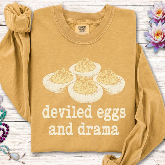 Eggs And Drama Long Sleeve Tee Mustard