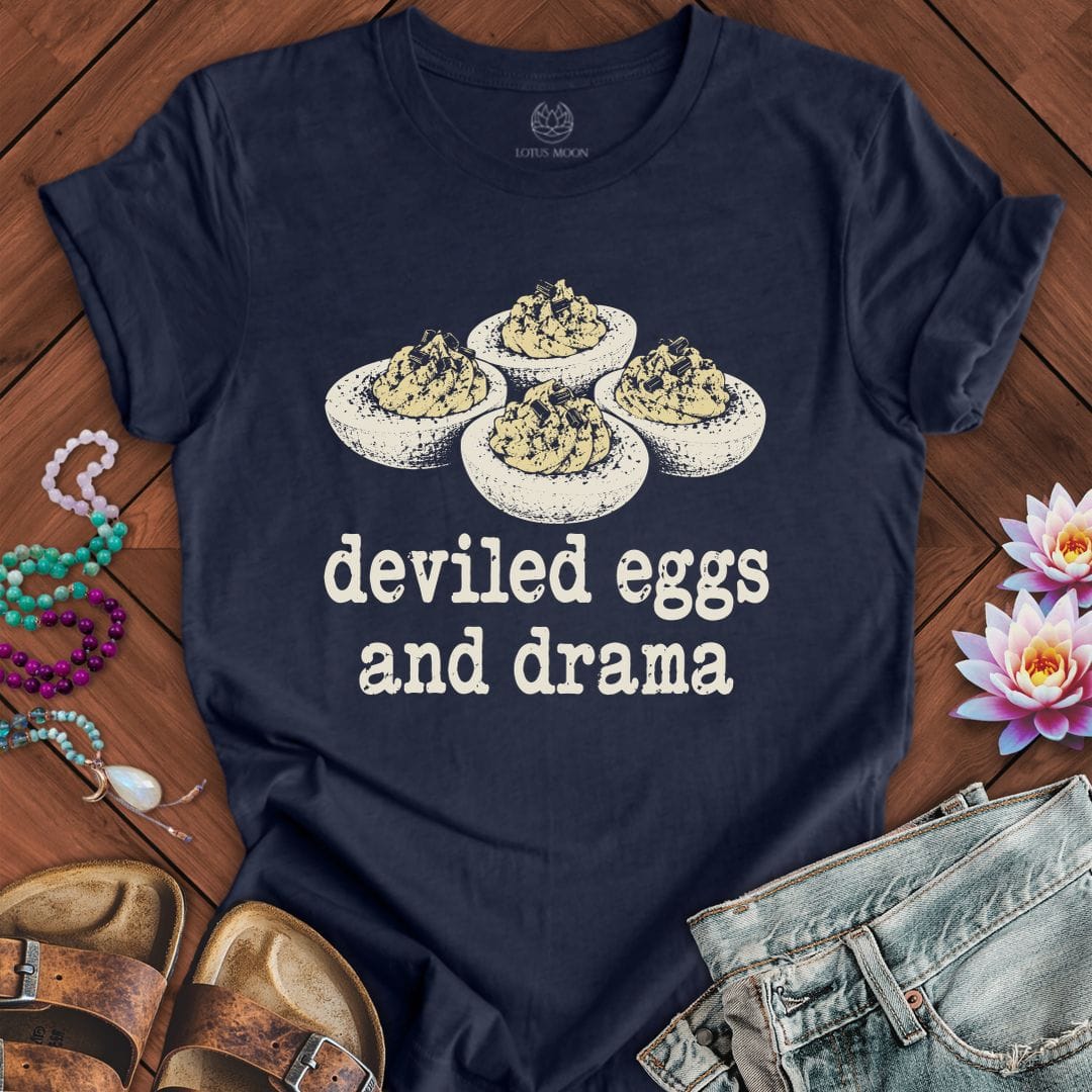 Eggs And Drama Tee Heather Midnight Navy