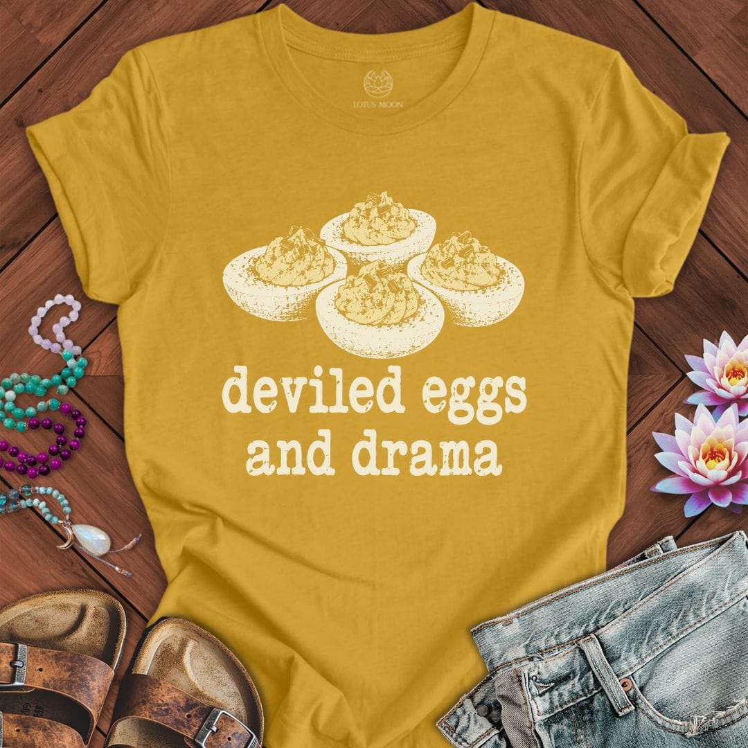 Eggs And Drama Tee Heather Mustard