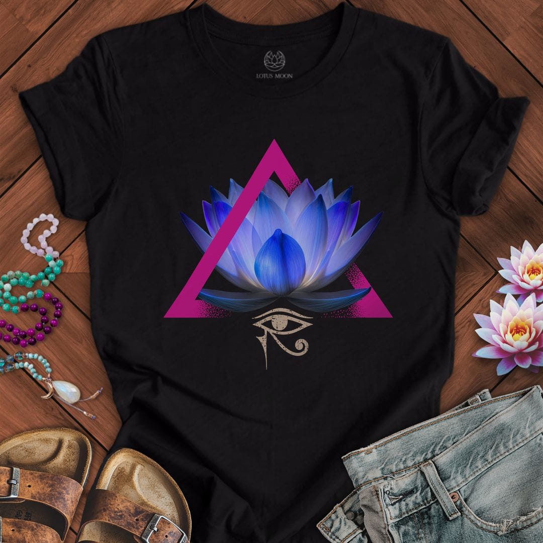 Printify T-Shirt Egyptian Blue Lotus Tee Black / S