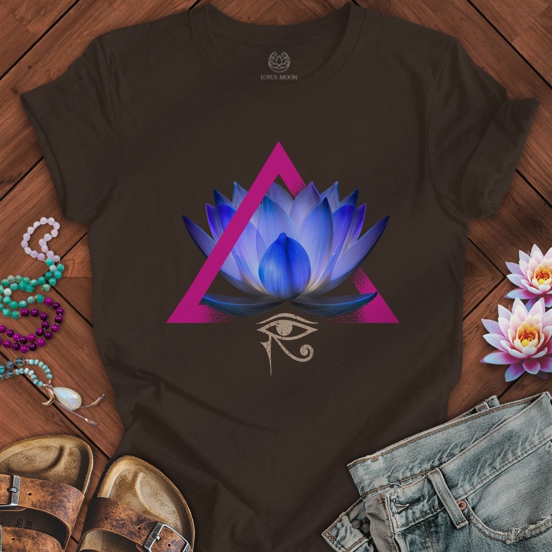 Printify T-Shirt Egyptian Blue Lotus Tee Brown / S