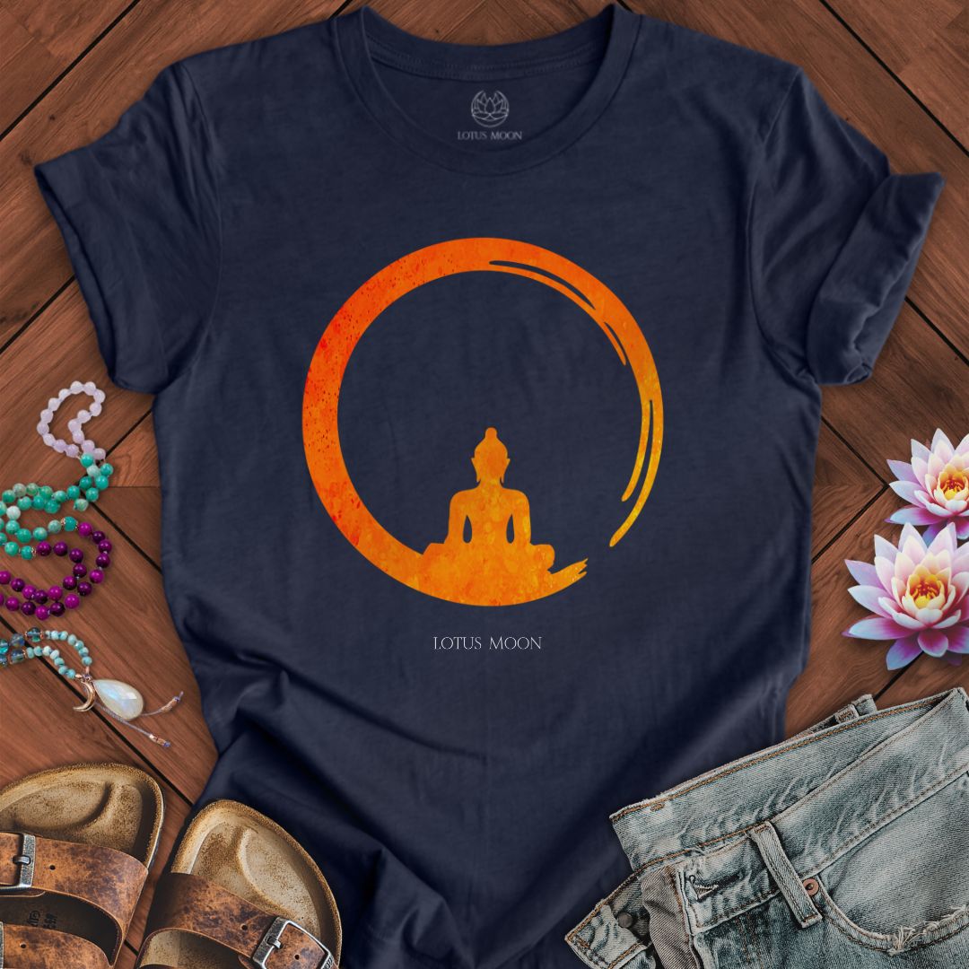 Enso Circle Buddha Tee Heather Midnight Navy