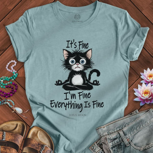 Everything Is Fine Tee Heather Blue Lagoon