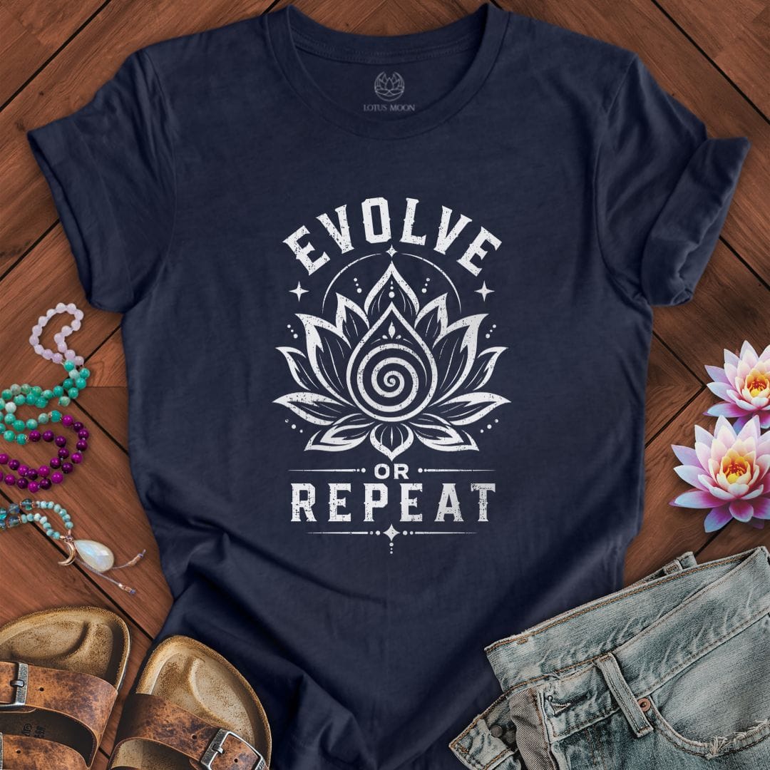 Evolve or Repeat Tee Heather Midnight Navy