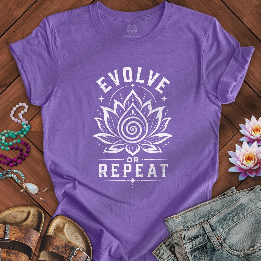 Evolve or Repeat Tee Heather Team Purple