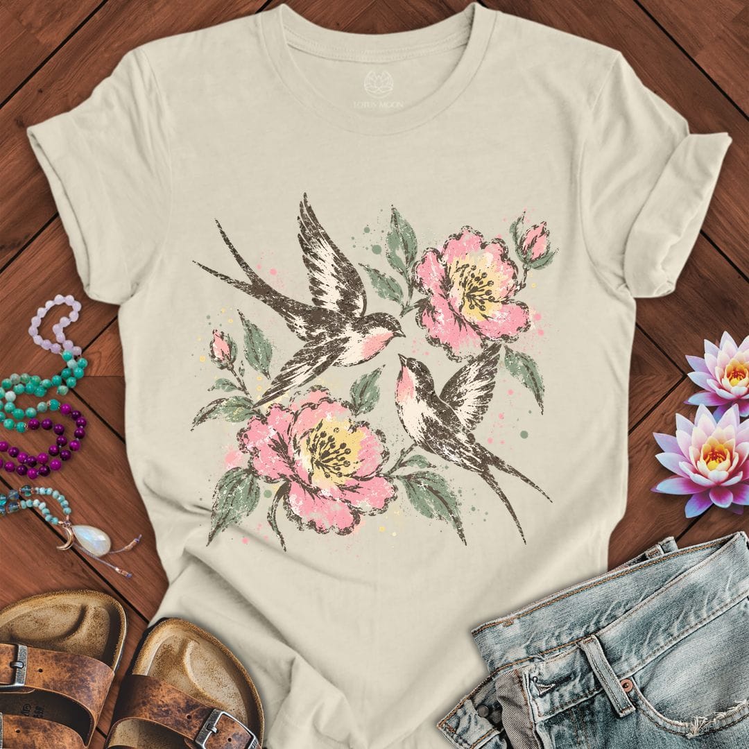 Faded Folk Sparrows Tee Natural
