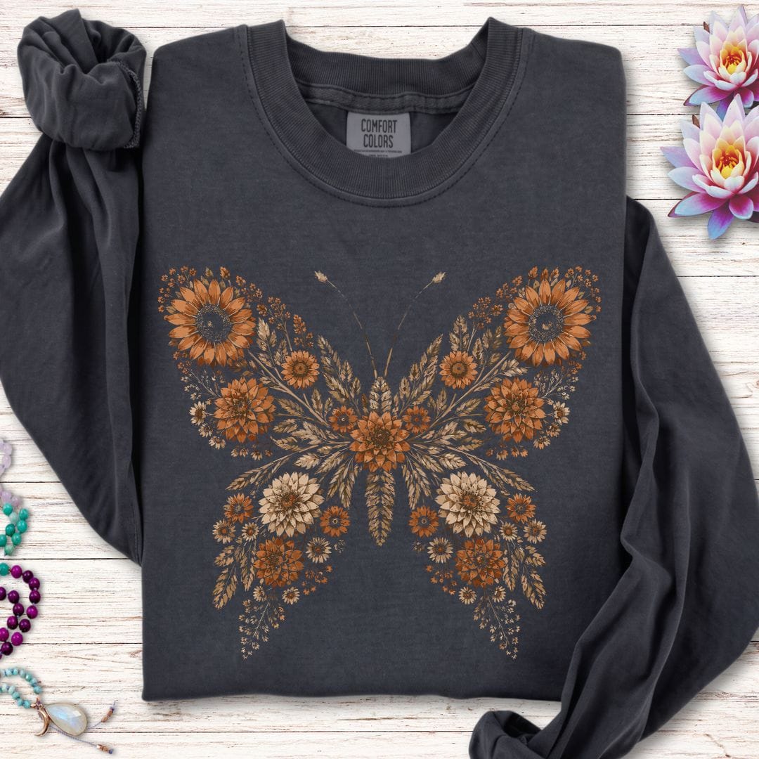 Fall Butterfly Long Sleeve Tee Graphite