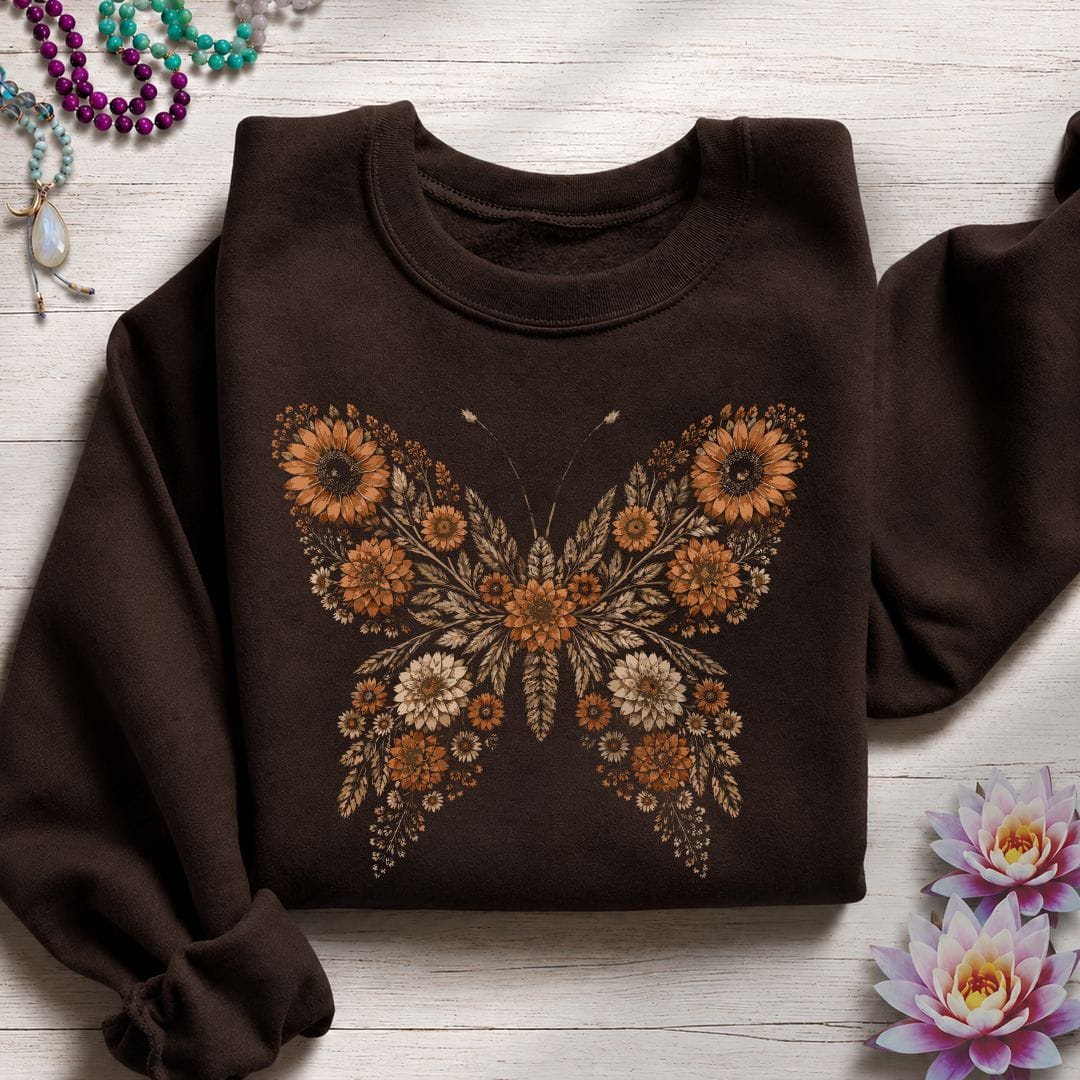 Fall Butterfly Sweatshirt Dark Chocolate