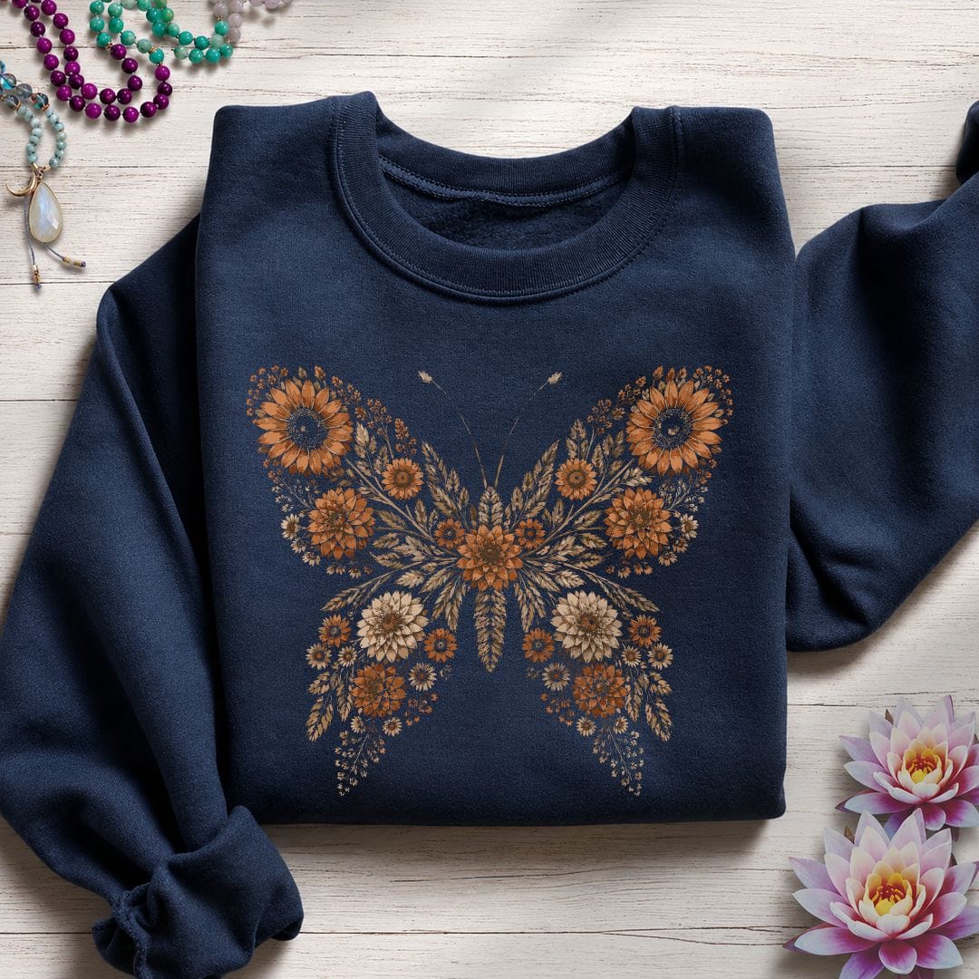 Fall Butterfly Sweatshirt Navy