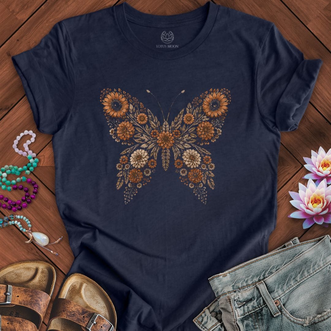 Printify T-Shirt Fall Butterfly Tee Heather Midnight Navy / S