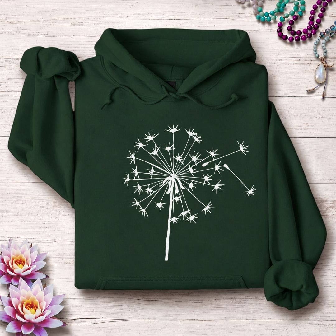 Printify Hoodie Fall Dandelion Hoodie Forest Green / S