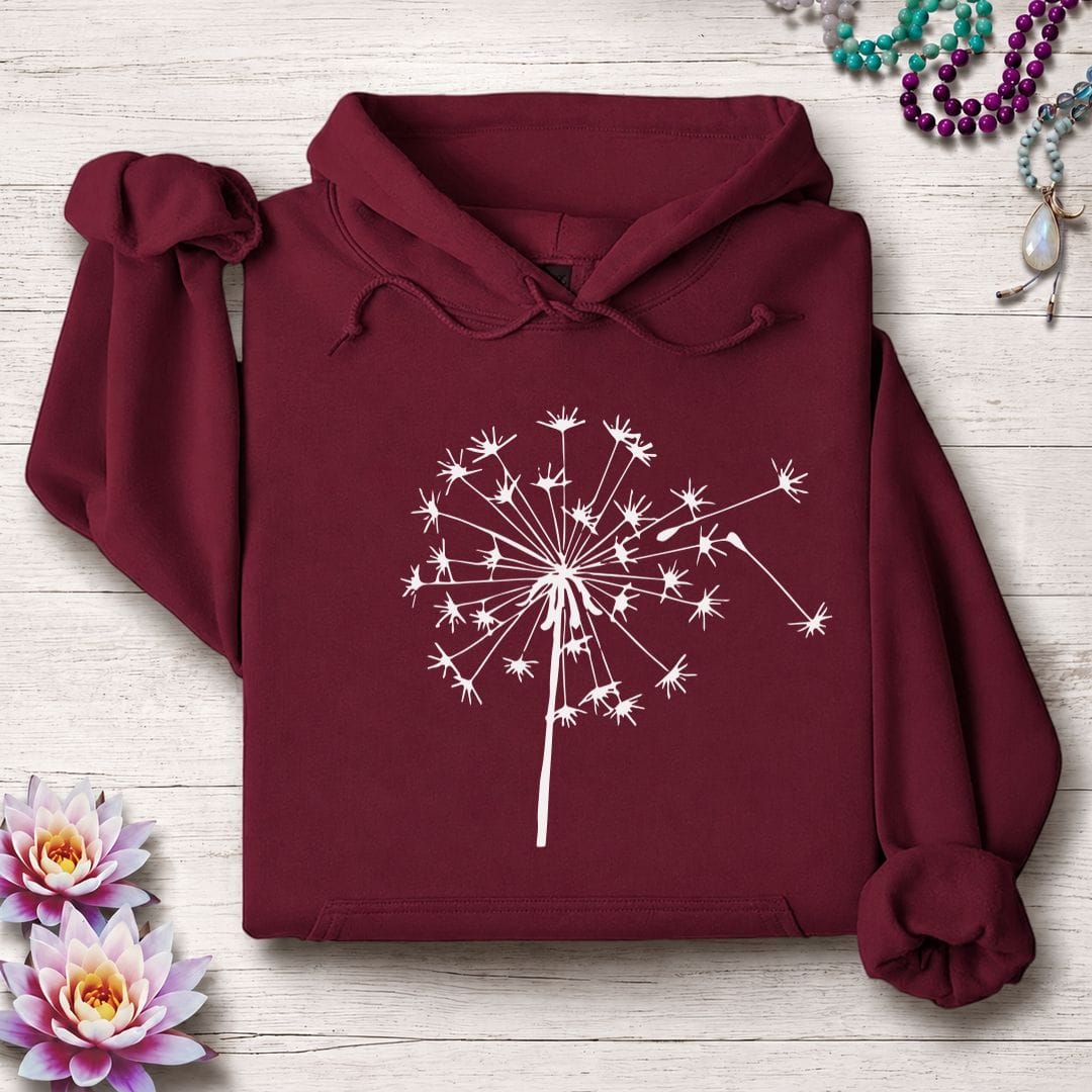 Printify Hoodie Fall Dandelion Hoodie Maroon / S