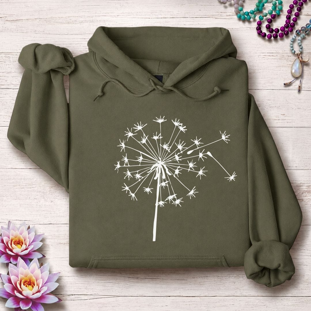 Printify Hoodie Fall Dandelion Hoodie Military Green / S