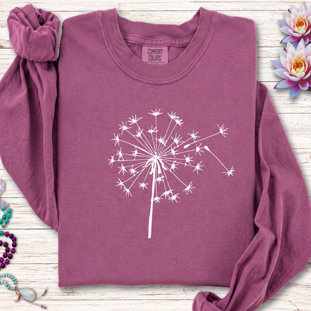 Printify Long-sleeve Fall Dandelion Long Sleeve Tee Berry / S