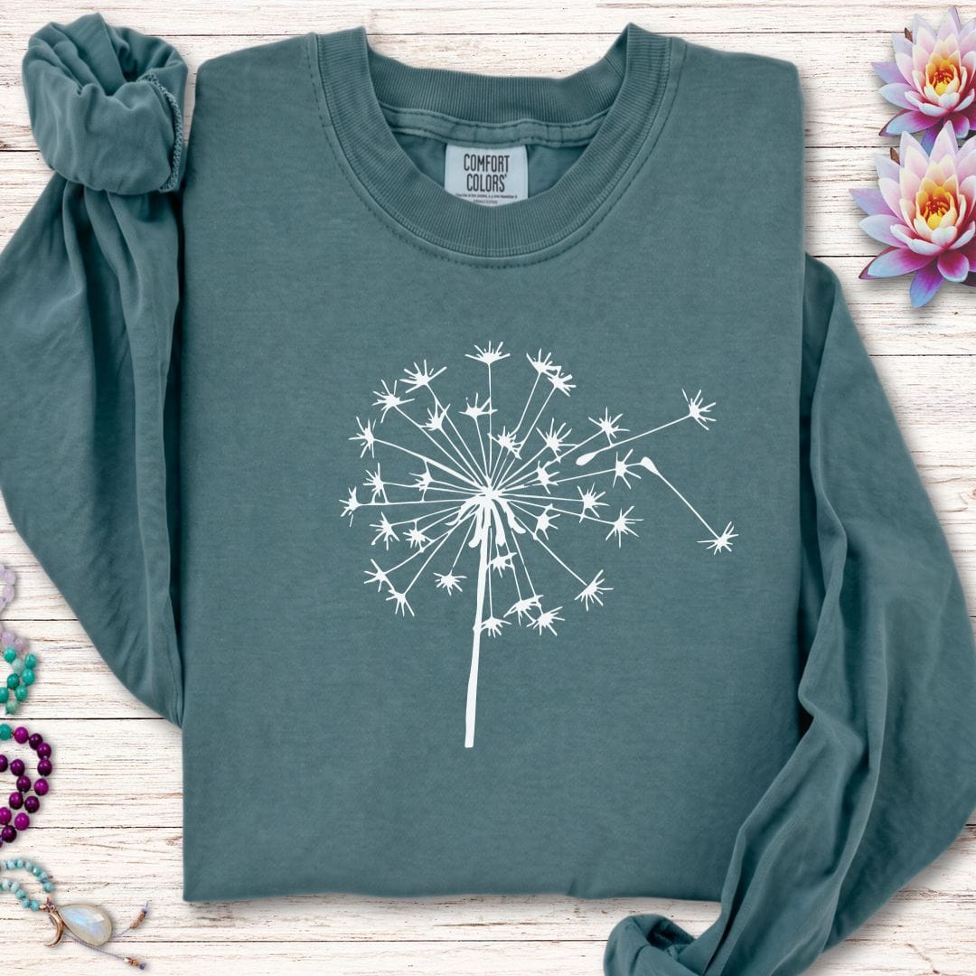 Printify Long-sleeve Fall Dandelion Long Sleeve Tee Blue Spruce / S