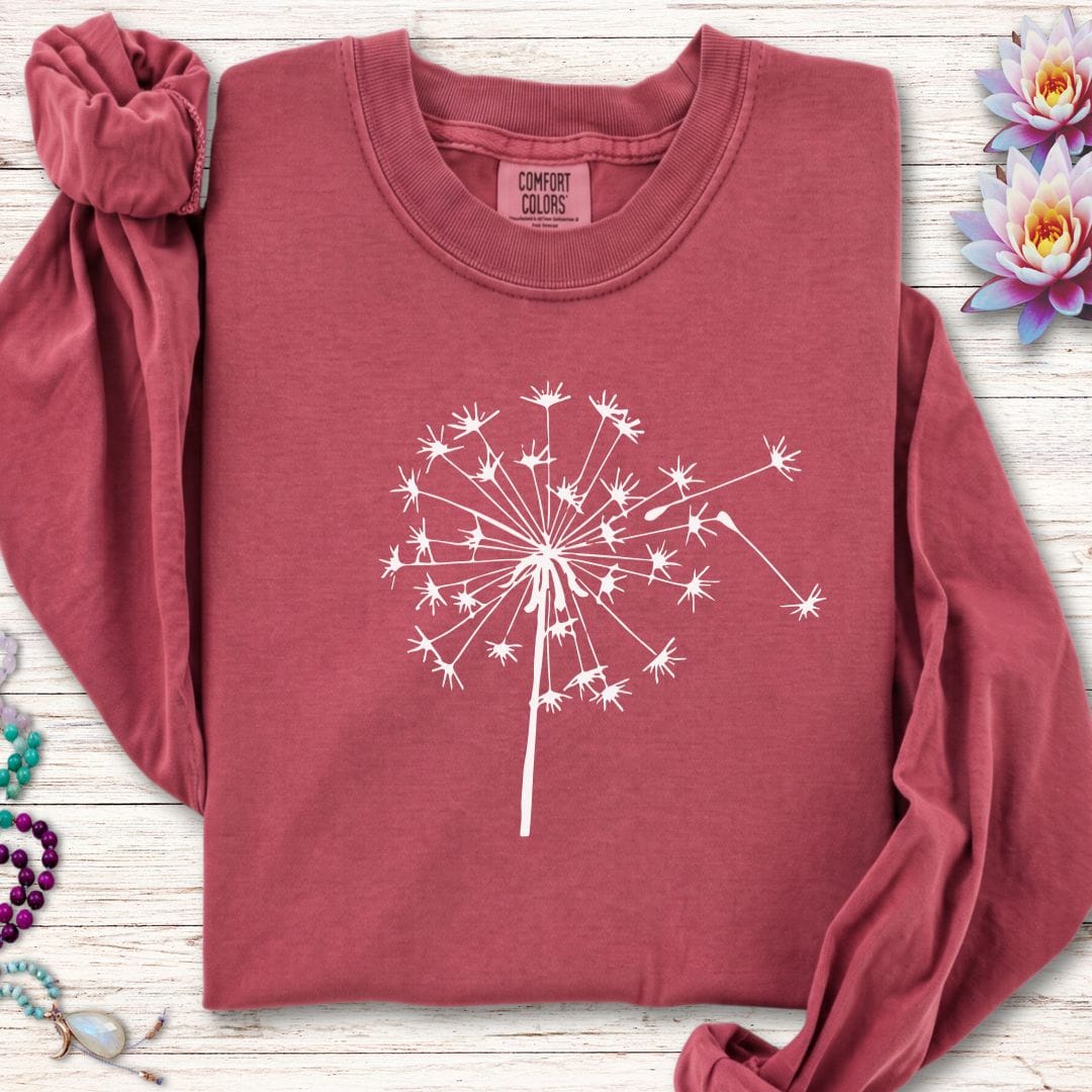 Printify Long-sleeve Fall Dandelion Long Sleeve Tee Crimson / S