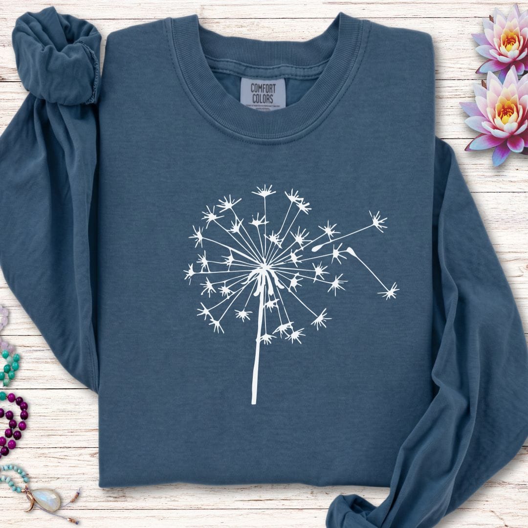 Printify Long-sleeve Fall Dandelion Long Sleeve Tee Midnight / S