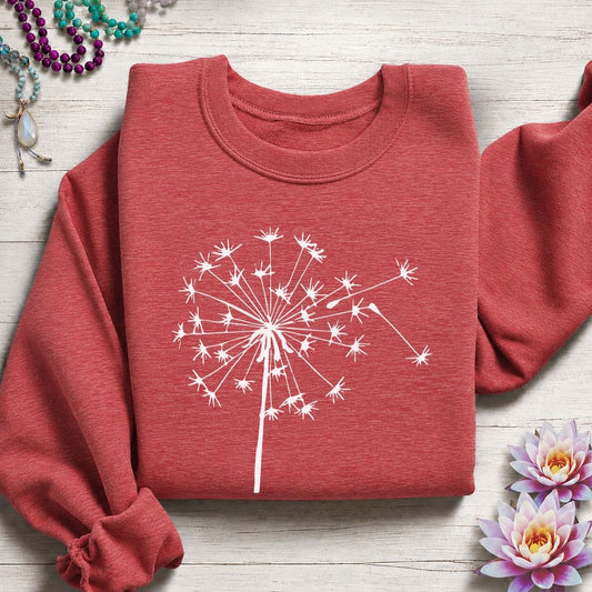 Fall Dandelion Sweatshirt Heather Scarlet Red