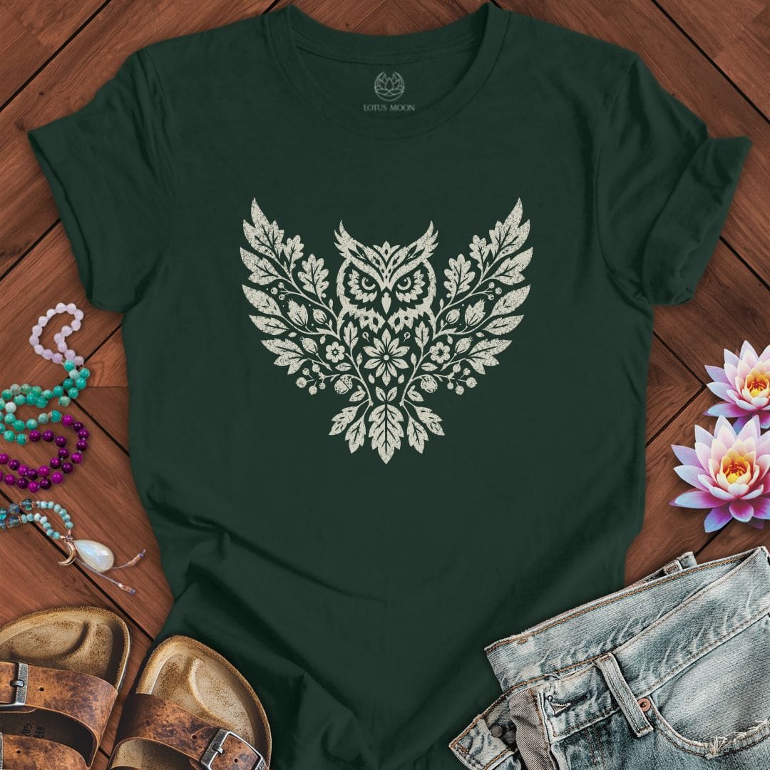 Fall Floral Owl Tee Forest