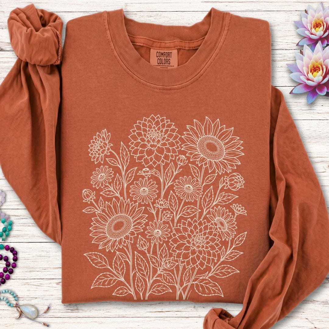 Printify Long-sleeve Fall Florals Long Sleeve Tee Yam / S