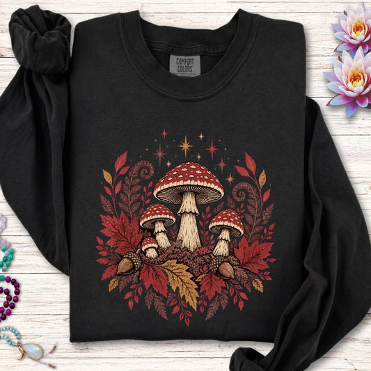 Fall Forest Floor Long Sleeve Tee Black