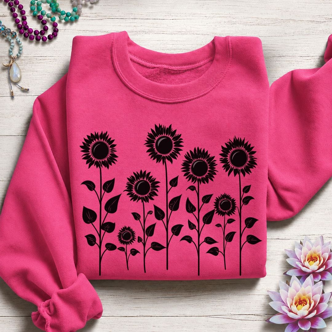 Printify Sweatshirt Fall Sunflowers Sweatshirt Heliconia / S