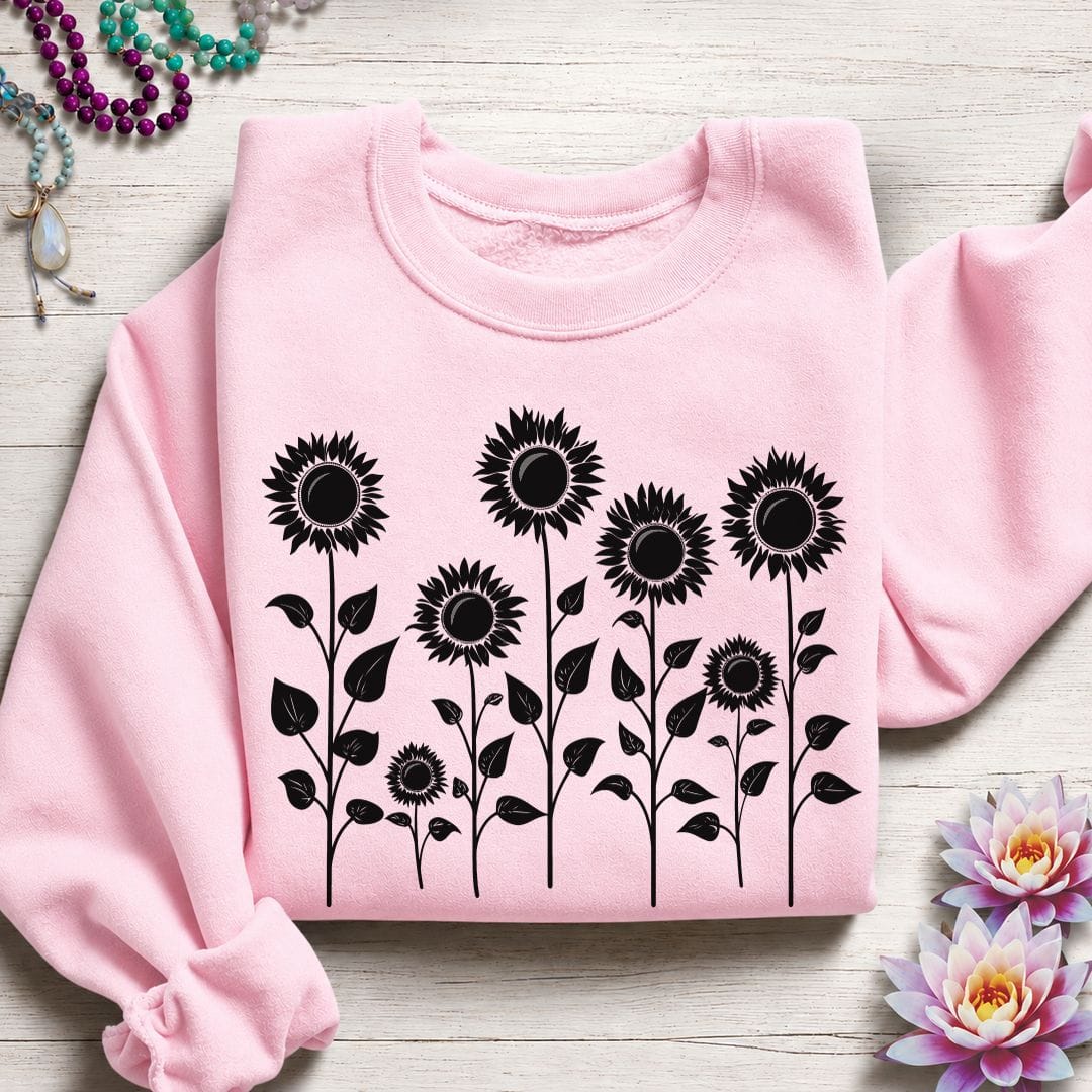 Printify Sweatshirt Fall Sunflowers Sweatshirt Light Pink / S