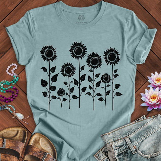 Fall Sunflowers Tee Heather Blue Lagoon